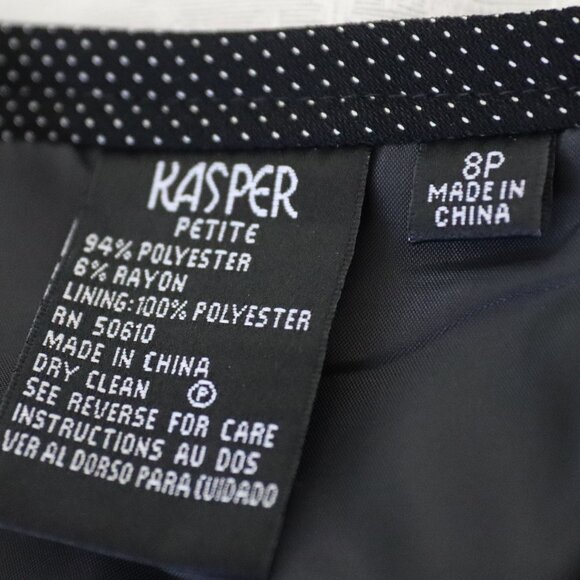 Kasper Black and white dotted two piece suit 8 petite Jacket and Midi Skirt - Picture 11 of 16